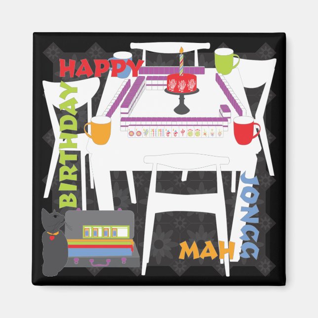 Imã Azulejos Mah Jongg e ímã Mesa (Frente)