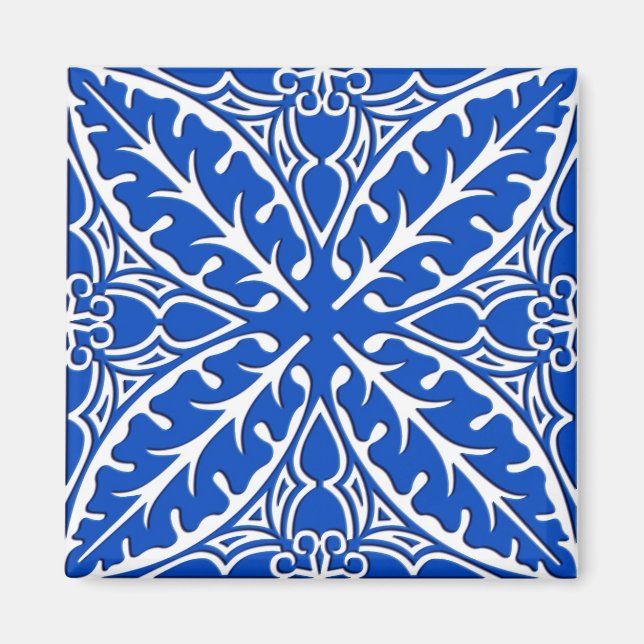 Imã Azulejos marroquinos - azul de cobalto e branco (Frente)