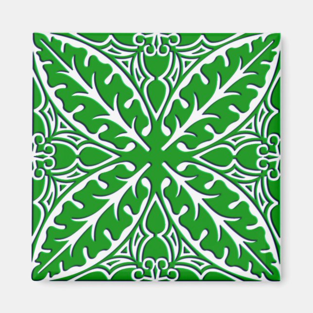 Imã Azulejos marroquinos - esmerald verde e branco (Frente)
