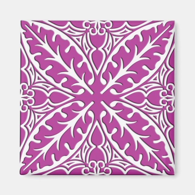 Imã Azulejos marroquinos - orquídea e branca (Frente)