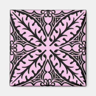 Imã Azulejos marroquinos - rosa-gelo e preto