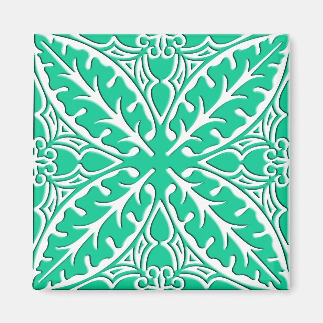 Imã Azulejos marroquinos - turquesa e branco (Frente)
