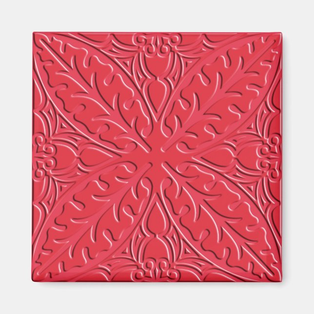 Imã Azulejos marroquinos - vermelho cinábrio (Frente)