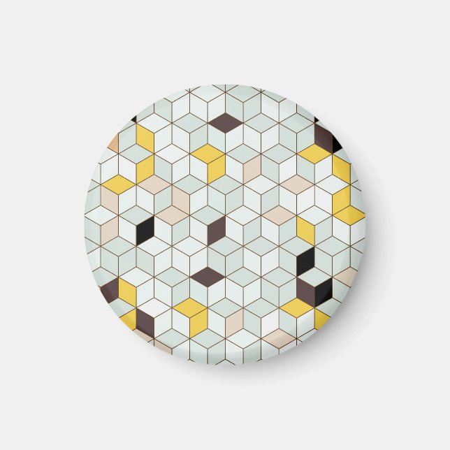 Imã Azulejos, padrão branco preto geométrico. (Frente)