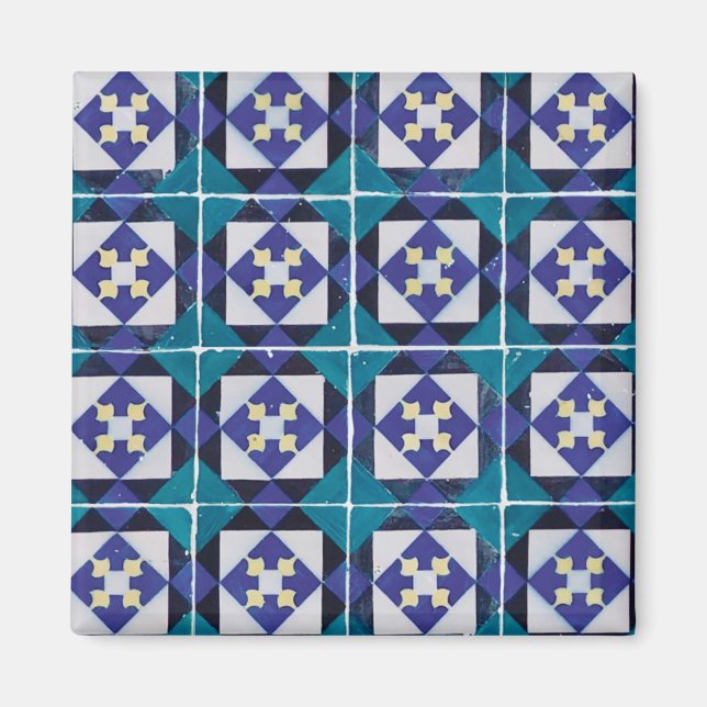 Imã Azulejos Portugueses - Azulejo Diamond Geométrico (Frente)