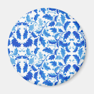 Imã Azulejos portugueses Flores e folhas azuis