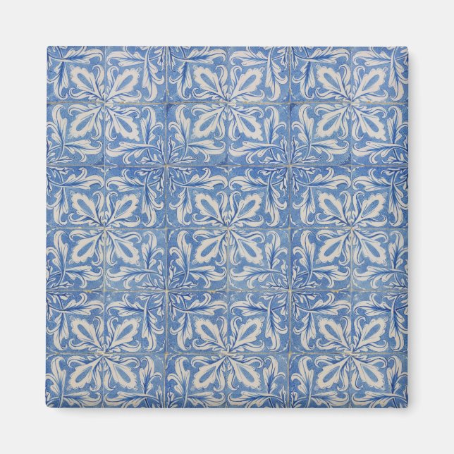 Imã Azulejos Portugueses Vintage Azulejos Azul Branco (Frente)