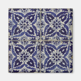 Imã Azulejos Russos Italianos Azulejo Azul Branco Geom