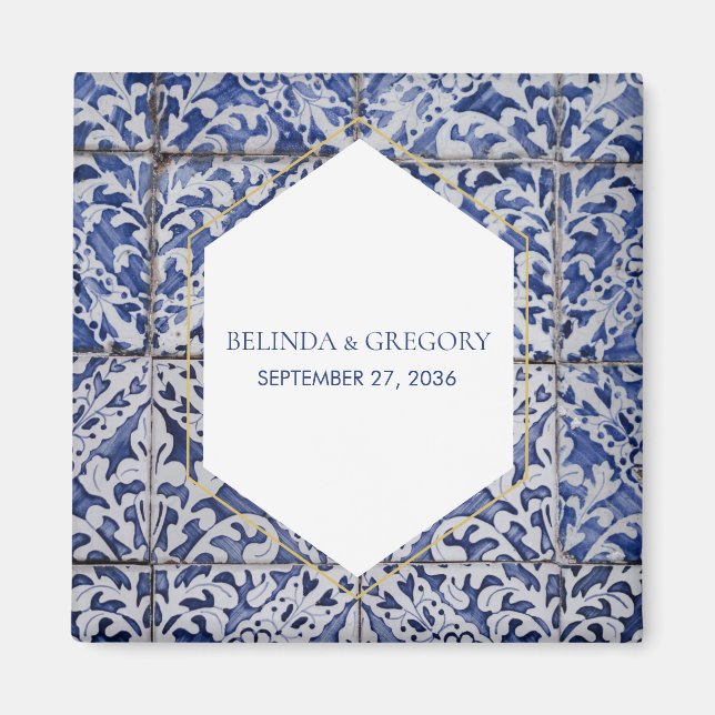 Imã Azulejos Russos Portugueses Favor de Casamento (Frente)