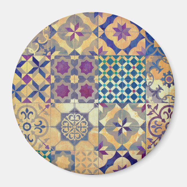 Imã Azulejos tradicionais Coloridos do Mediterrâneo e  (Frente)