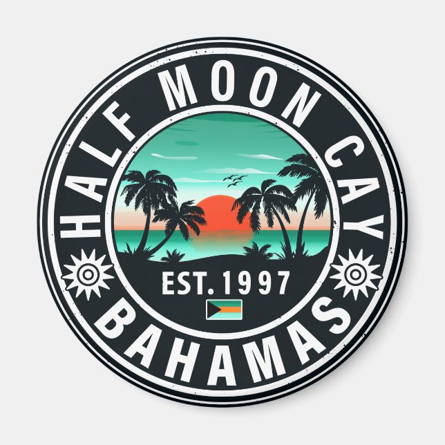 Imã Baamas de meia-lua retro Férias Sunset 60 (Frente)