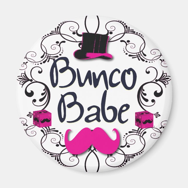 Imã Babe Bunco com Chapéu Superior Rosa e bigode Rosa (Frente)