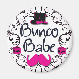 Imã Babe Bunco com Chapéu Superior Rosa e bigode Rosa