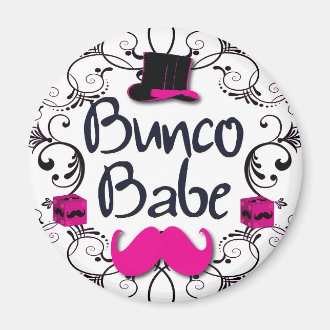 Imã Babe Bunco com Chapéu Superior Rosa e bigode Rosa (Frente)