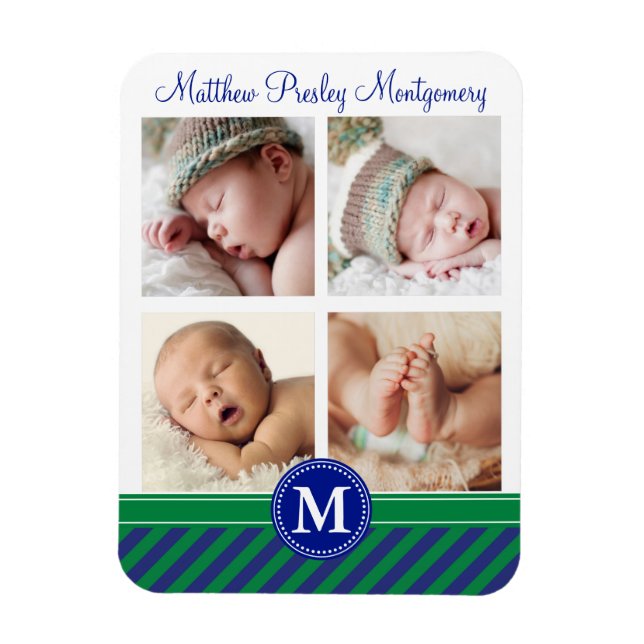 Ímã Baby Boy Birth Keepsasasaame Foto Personalizada (Vertical)