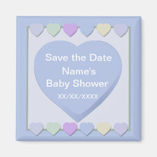 Imã Baby Boy Save the Date Chá Blue Hearts Magnet