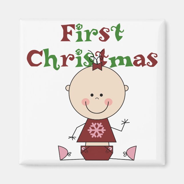 Imã Baby Girl First Christmas T-shirts e presentes (Frente)