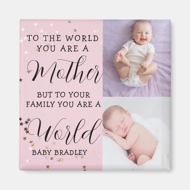 Imã Baby girl First Year Photo Collage Keepsake pink (Frente)