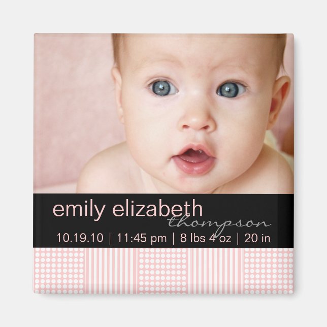 Imã Baby Girl Pink Modern Photo Magnet (Frente)