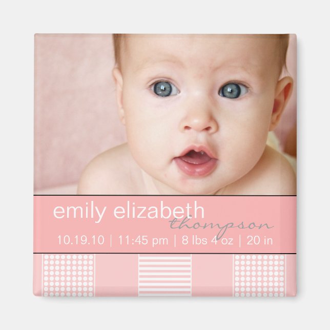 Imã Baby Girl Pink Modern Photo Magnet (Frente)