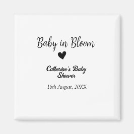 Imã Baby in bloom baby shower simple black heart date