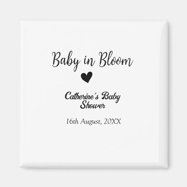 Imã Baby in bloom baby shower simple black heart date (Frente)
