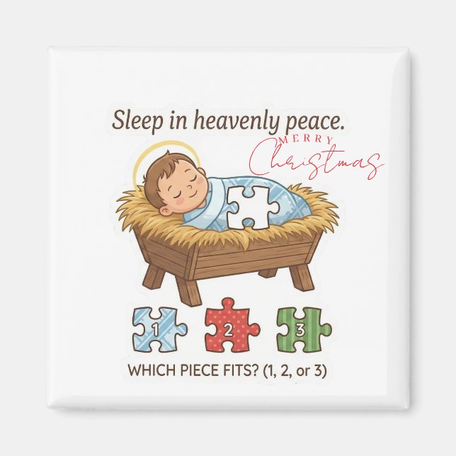 Imã Baby Jesus Jigsaw Puzzle Pattern Game Magnet (Frente)