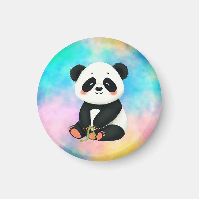 Imã Baby Panda está segurando pedaço de bambu (Frente)