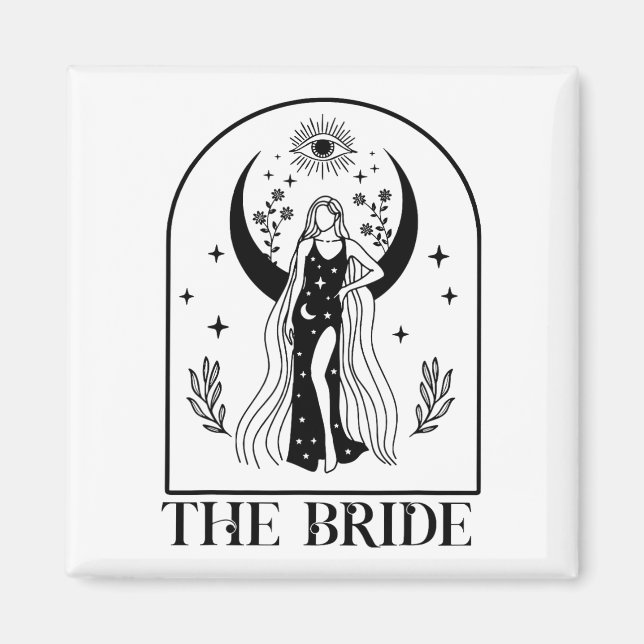 Imã Bachelorette de Casamento Gótico da Noiva Coven (Frente)
