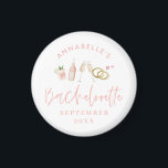 Imã Bachelorette de champanhe moderna cor-de-rosa<br><div class="desc">Champanhe e coquetéis modernos cor-de-rosa,  cor-de-rosa,  favorecem o ímã</div>