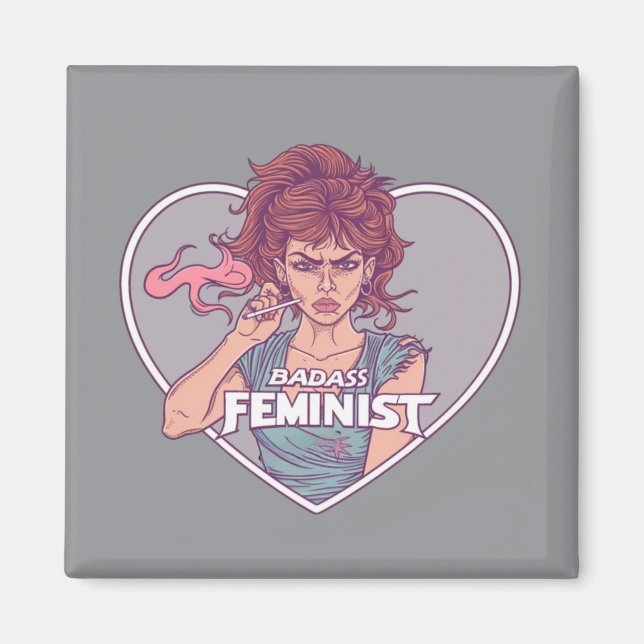 Imã BADASS FEMINISTA, desenho animado (Frente)