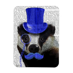 Ímã Badger com Chapéu Azul e bigode
