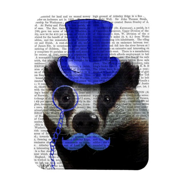 Ímã Badger com Chapéu Azul e bigode (Vertical)