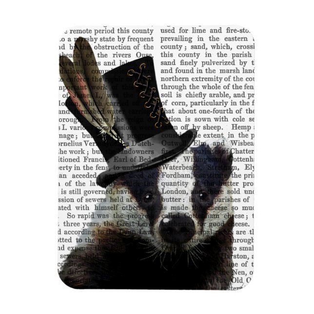 Ímã Badger Steampunk no Top Hat (Vertical)