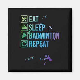Imã Badminton Coma Sono Repetir Presente de Aquarela