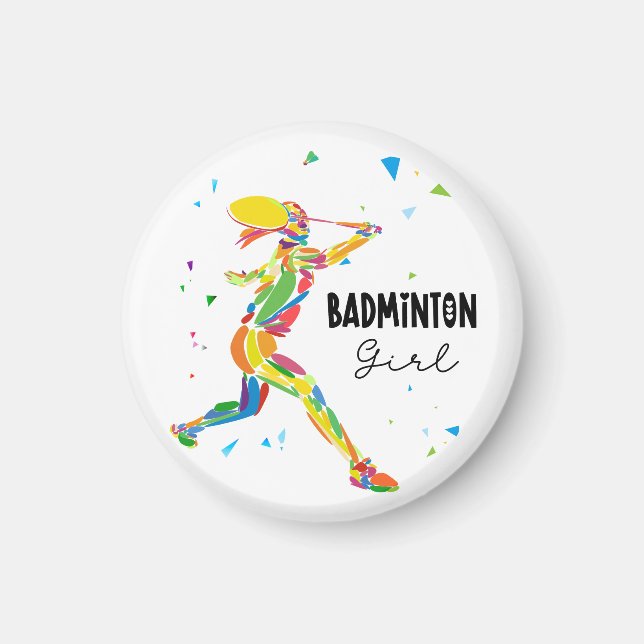 Imã Badminton Girl Abstract Colorful Sports Player (Frente)