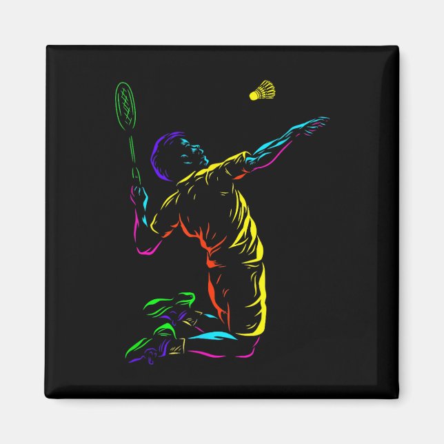 Imã Badminton Graphic Badminton Player Shuttle Sports (Frente)
