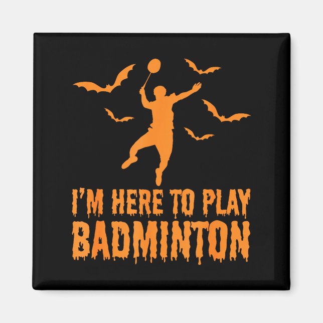 Imã Badminton Halloween Badminton Assustador  (Frente)