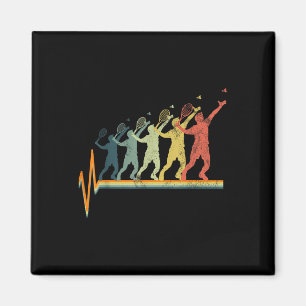 Imã Badminton Heartbeat Vintage Retro Gift