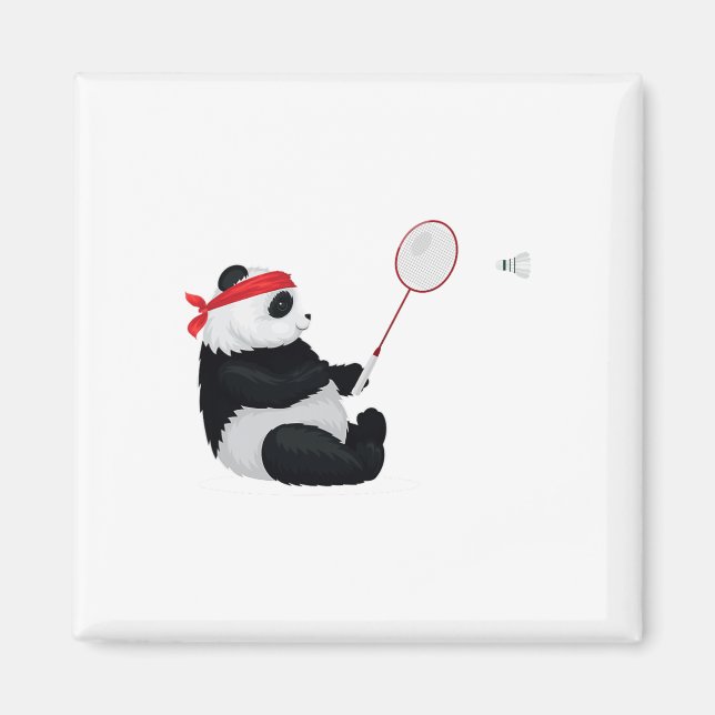 Imã Badminton Panda Engraçada Bela Boca Humor E (Frente)