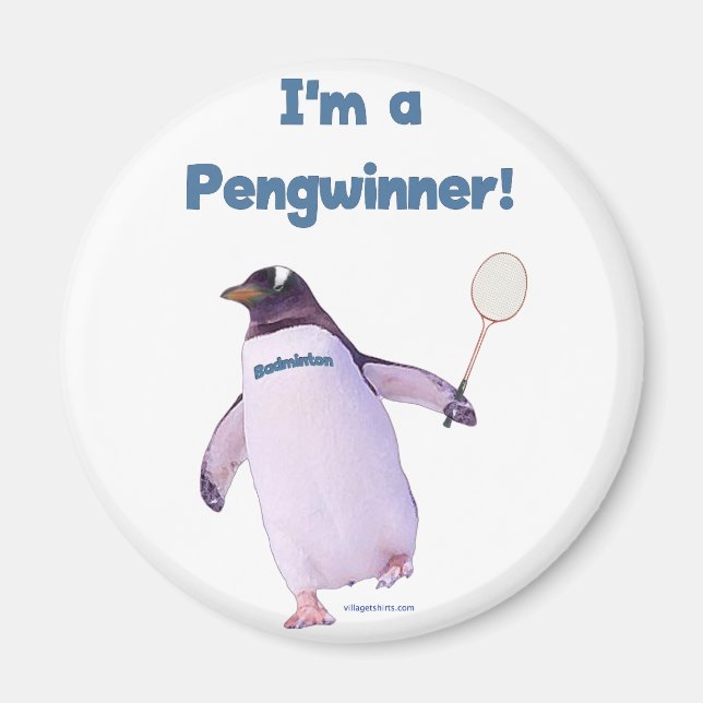 Imã Badminton Penguin (Frente)