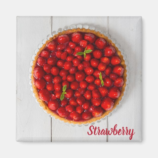 Imã Bagaço de morango com hortelã em madeira branca (Frente)