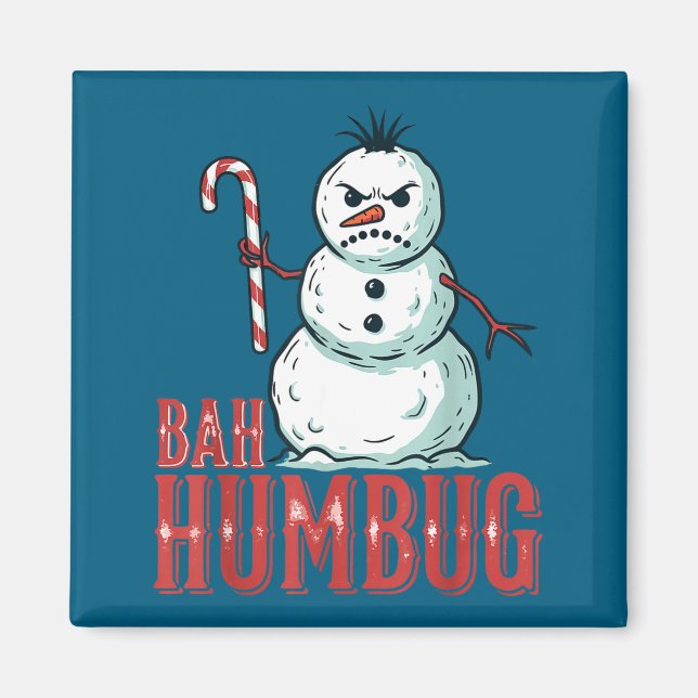 Imã Bah Humbug Santa Hat Angry Snowman Sarcastic Chris (Frente)