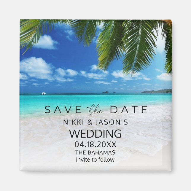 Imã Bahamas Beach Wedding Save the Date (Frente)