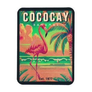 Ímã Bahamas CocoCay Retro Flamingo Souvenir 1950