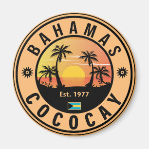 Imã Bahamas de Coco Cay Retro Souvenirs 60s