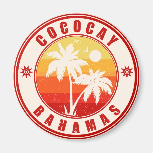 Imã Bahamas de Coco Cay Retro Souvenirs 60s (Frente)