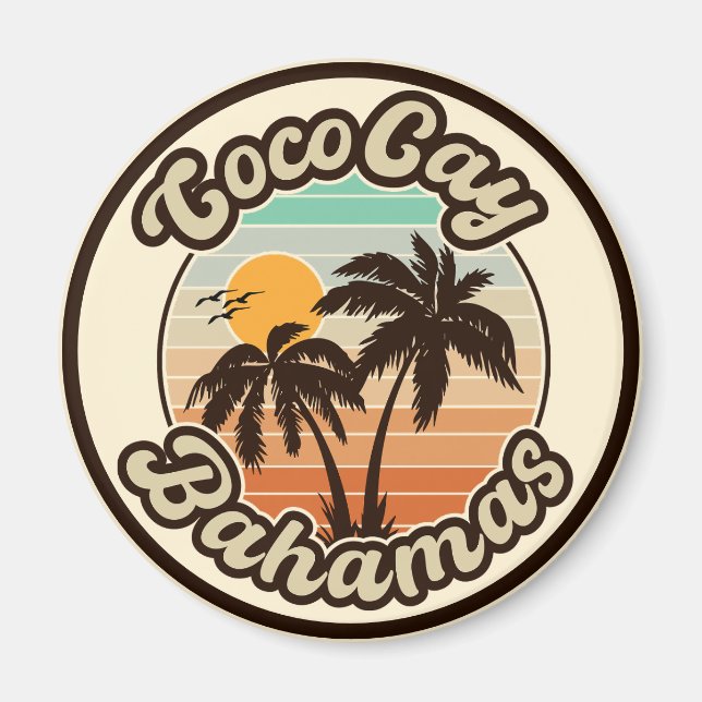 Imã Bahamas de Coco Cay Retro Souvenirs 60s (Frente)