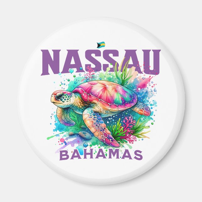 Imã Bahamas Souvenir Presente: Nassau Bahamas Tartarug (Frente)