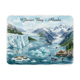 Ímã Baía de Geleira Parque Nacional do Alasca Aquarela